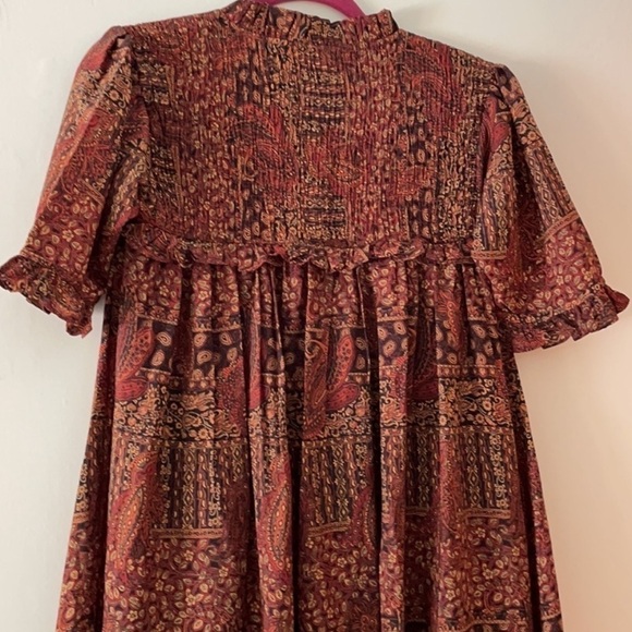 Anthropologie A line high low silk Prairie Cottagecore Petite gorgeous dress Xs - Picture 6 of 9